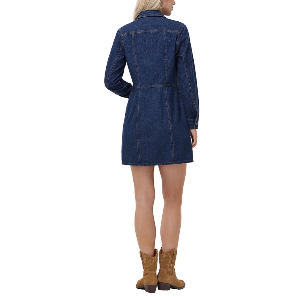 Frye Denim Mini Dress in Dark Wash Blue - Picture 2 of 8